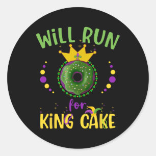 Will Run For King Cake Mardi Gras Parade Running G Classic Round Sticker