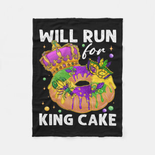 Will Run For King Cake Mardi Gras Parade Running M Fleece Blanket