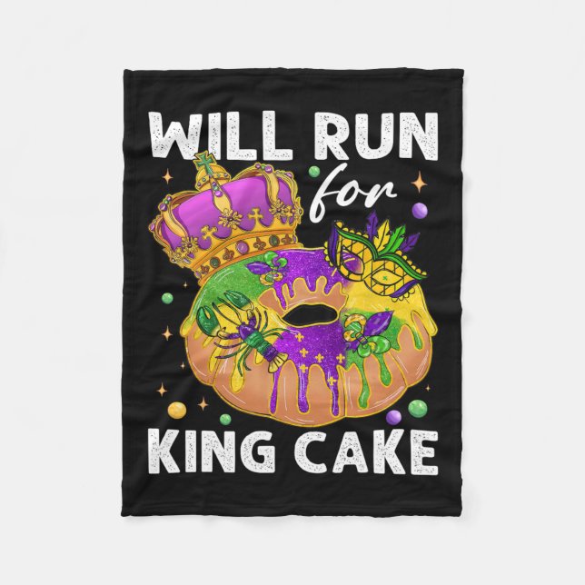 Will Run For King Cake Mardi Gras Parade Running M Fleece Blanket (Front)