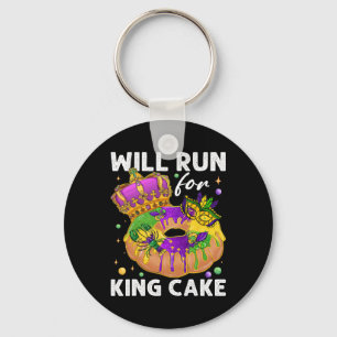 Will Run For King Cake Mardi Gras Parade Running M Keychain