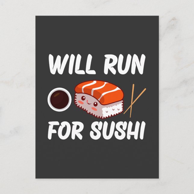 will run for sushi lover postcard (Front)