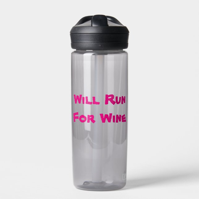 Will Run for Wine Water Bottle (Front)