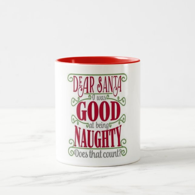 WILL SANTA GIVE ME A BREAK CHRISTMAS Two-Tone COFFEE MUG (Center)