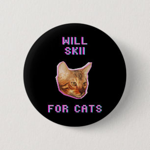 Will Skiing For Cats Funny Winter Snow Adventure  2 Inch Round Button