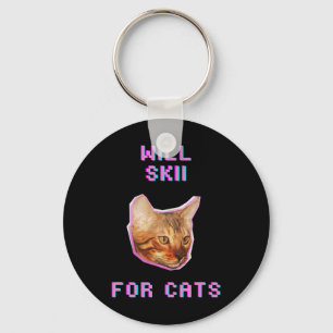 Will Skiing For Cats Funny Winter Snow Adventure Keychain