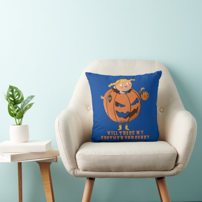 WILL TRADE MY BROTHER FOR CANDY funny halloween    Throw Pillow (Chair)