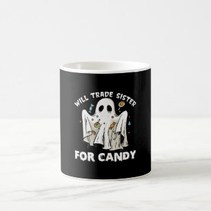 will trade sister for candy cute halloween ghost coffee mug