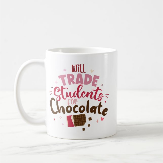 Will Trade Students for Chocolate Funny Valentine  Coffee Mug (Left)