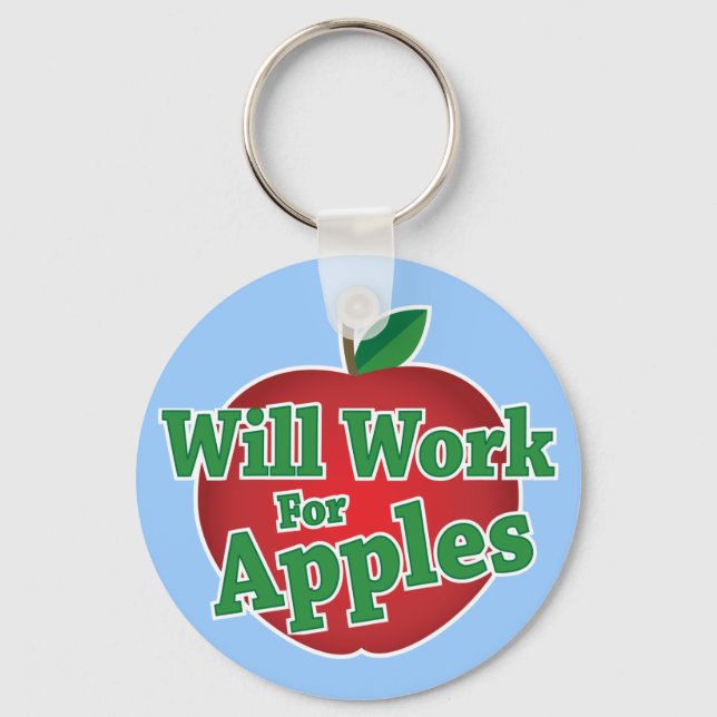 Will Work for Apples Keychain (Front)