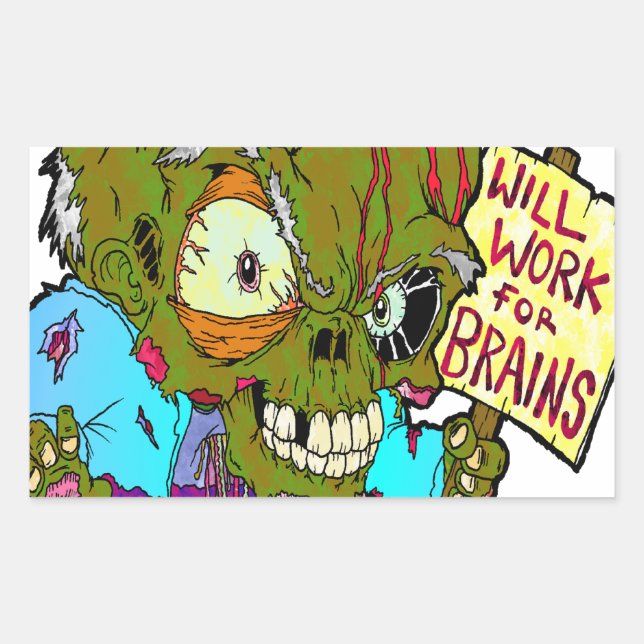Will Work for Brains Sticker (Front)
