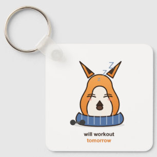 Will Workout Tomorrow Funny Fox Gym Humour Keychain