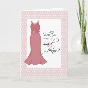 "Will You Be Maid of Honour, Pink Polka Dots Invitation