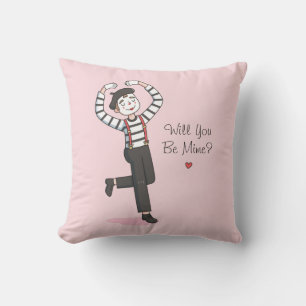 Will You Be Mime Funny Love Confession Pun Throw Pillow