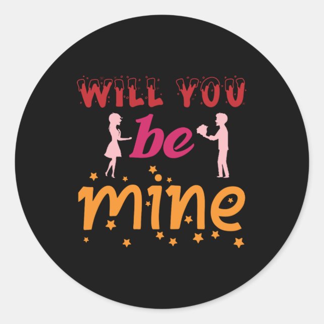 Will You Be Mine Valentine Classic Round Sticker (Front)