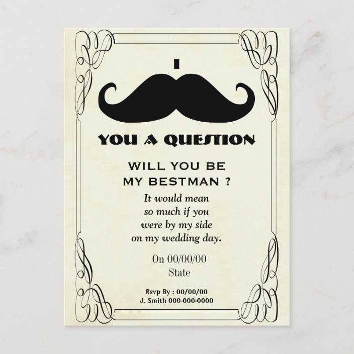 will you be my best man,be my best man invitation postcard | Zazzle.ca