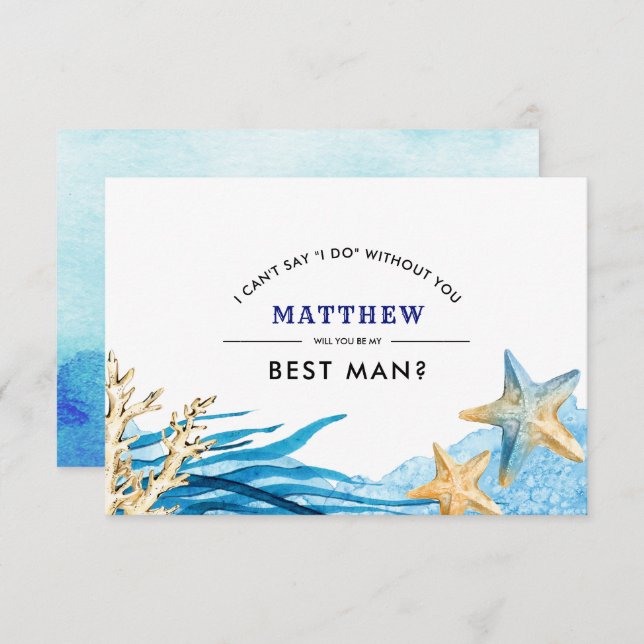 Will you be my Best Man? Beach Starfish Invitation (Front/Back)