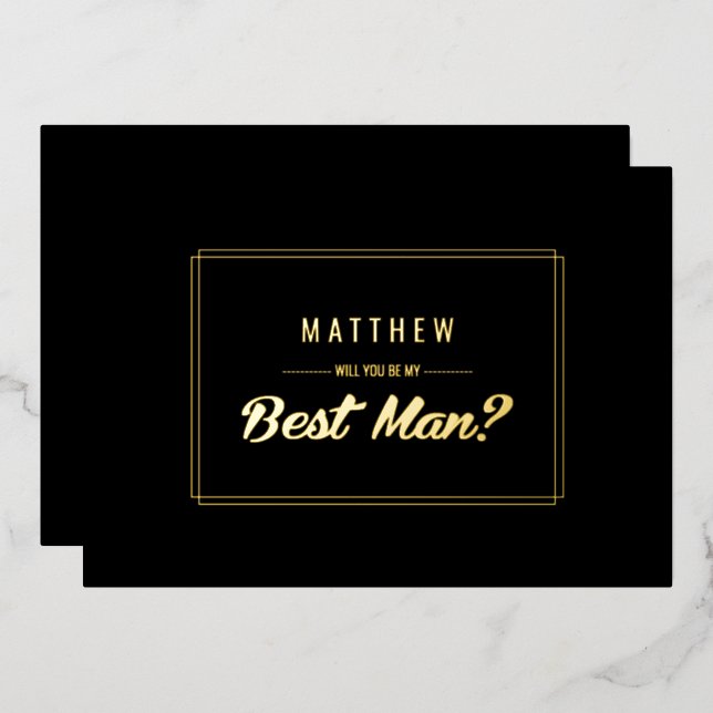 Will you be my Best Man? Black Gold Wedding (Front/Back)