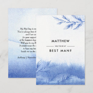 Will you be my Best Man? Blue Winter Branches Invitation