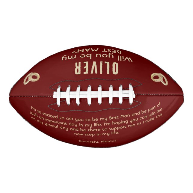 Will you be my Best Man Custom Name  Football (Front)