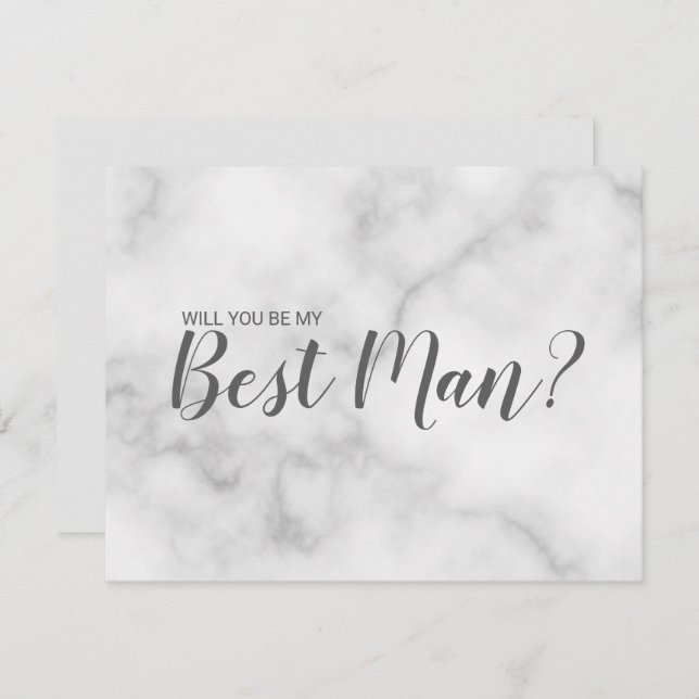 Will You Be My Best Man? Elegant Marble Script Invitation (Front/Back)