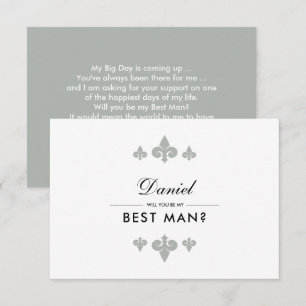 Will you be my Best Man? Fleur-de-lis Grey White Invitation