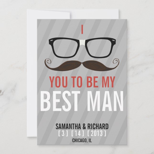 Will you be my Best Man Geek Glasses invite (Front)