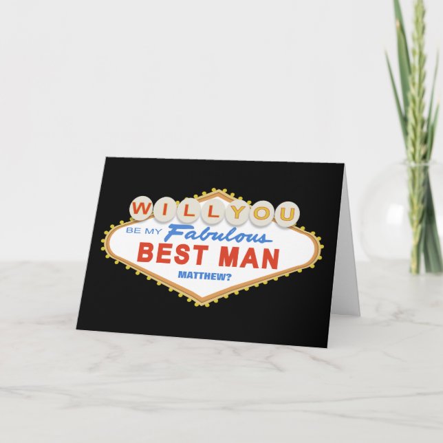Will You Be My Best Man Las Vegas Sign Card (Front)