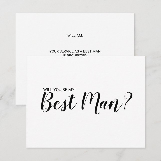 Will You Be My Best Man? Modern Proposal Card (Front/Back)