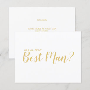 Will You Be My Best Man? Modern Script Gold Invitation