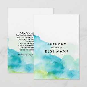 Will you be my Best Man? Modern Watercolor Invitation