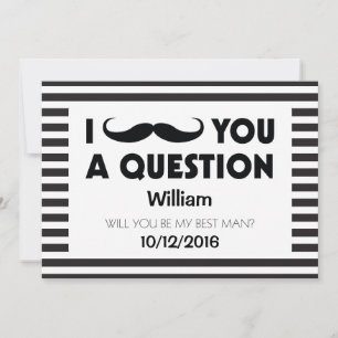 Will You Be My Best Man Moustache Black Stripes Invitation
