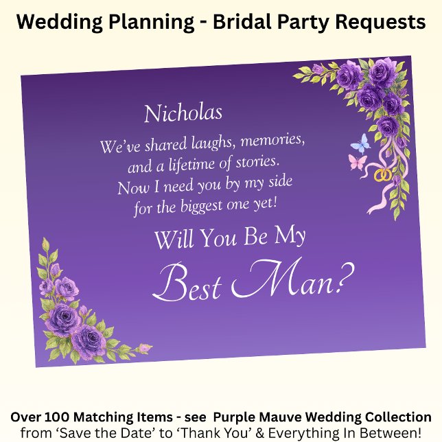 Will You Be My Best Man?  Purple Mauve Flowers (Creator Uploaded)