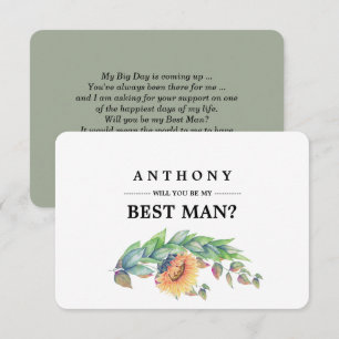 Will you be my Best Man? Rustic Sunflowers Invitation