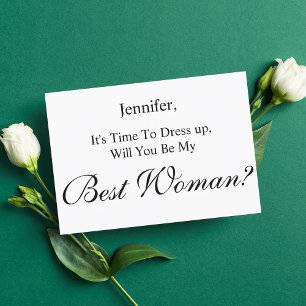 will you be my best woman minimal proposal invitation