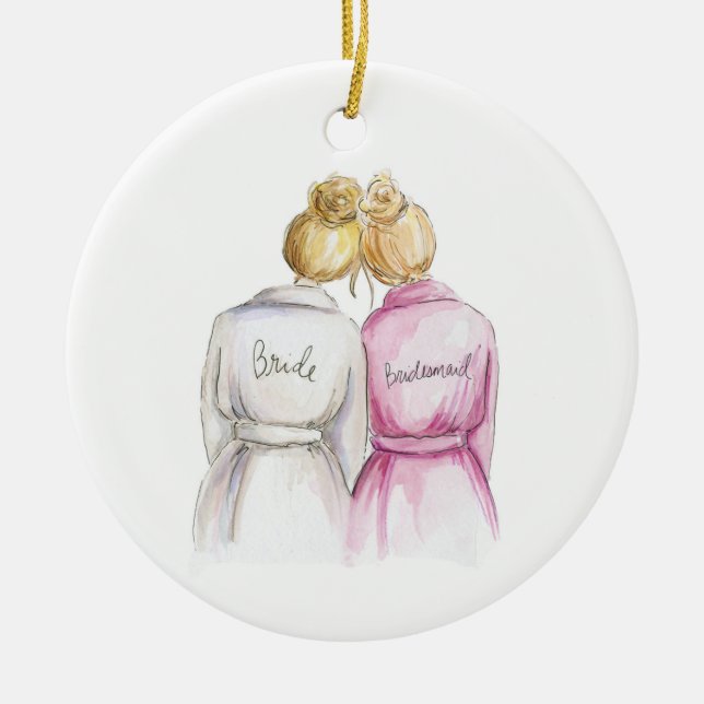 Will you be my BM? Bl Bun Bride Bl Bun Maid Ceramic Ornament (Front)