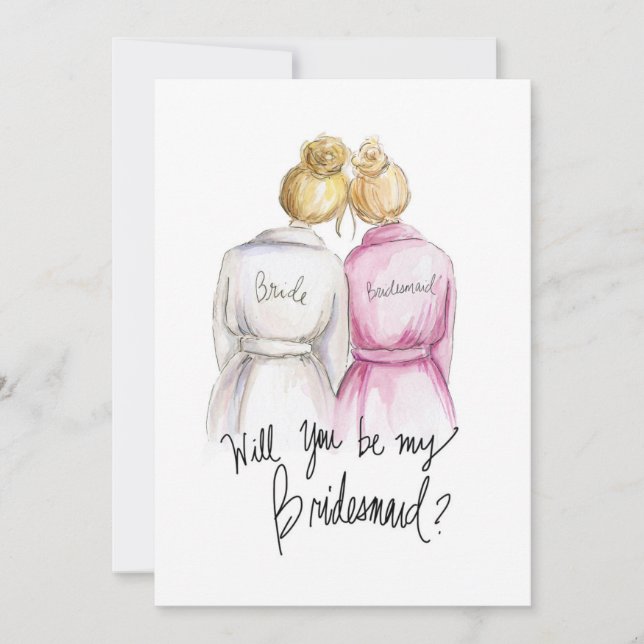 Will you be my BM? Bl Bun Bride Bl Bun Maid Thank You Card (Front)