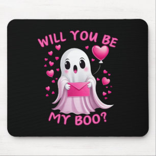 Will You Be My Boo Cute Ghost Valentine  Mouse Pad