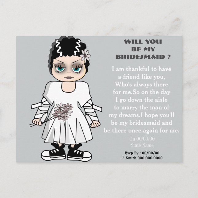 will you be my bridesmaid ? be my bridesmaid,maid invitation postcard (Front)