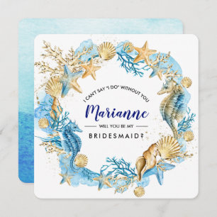 Will you be my Bridesmaid. Beach Seaside Seashells Invitation