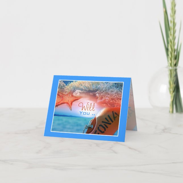Will you be my bridesmaid? beach theme invitation (Front)