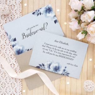 Will you be my bridesmaid Blue Anemones Flower Invitation