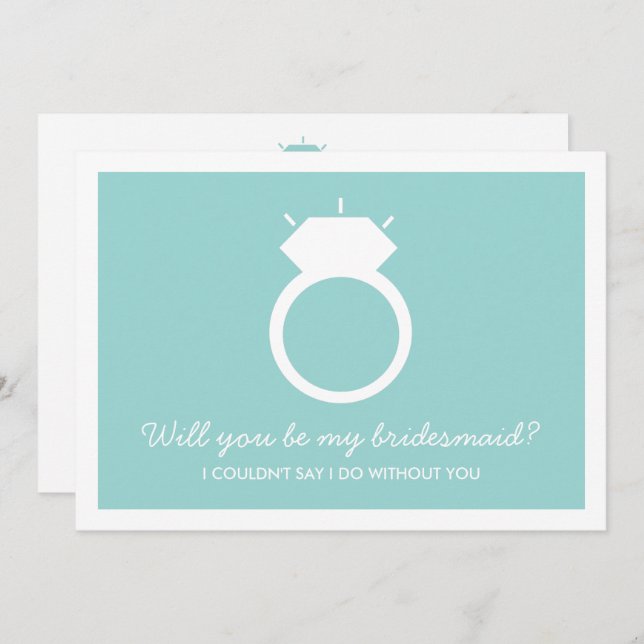 Will You Be My Bridesmaid? Blue Ring Card (Front/Back)