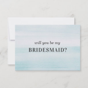 Will you be my bridesmaid. Blue watercolor simple Invitation
