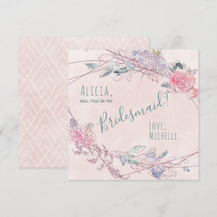 Will you be my bridesmaid blush watercolor roses invitation