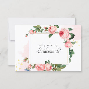 Will You Be My Bridesmaid Blushing Pink Rose
