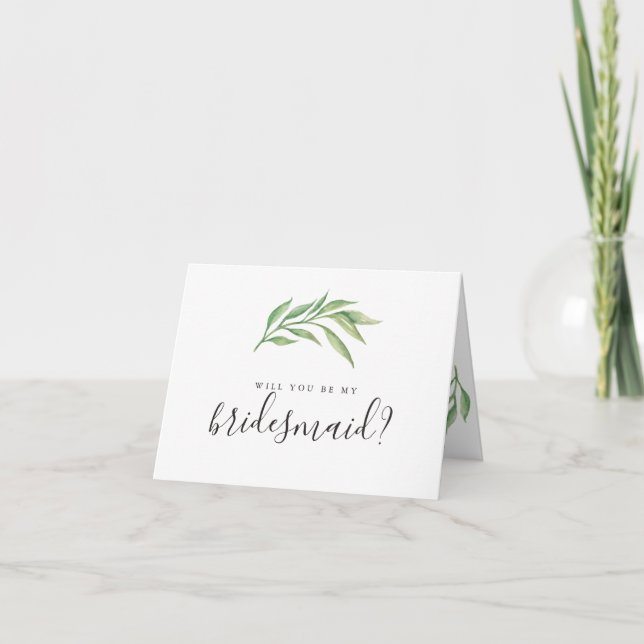 Will You Be My Bridesmaid Botanical Leaves Invitation (Front)
