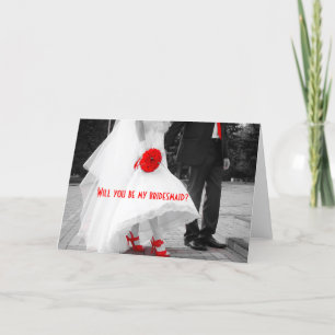 Will you be my bridesmaid? Bridal Black White Red Invitation
