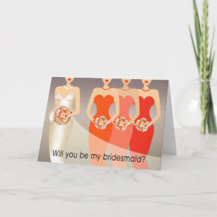 Will you be my Bridesmaid? Bridal Party   orange Invitation