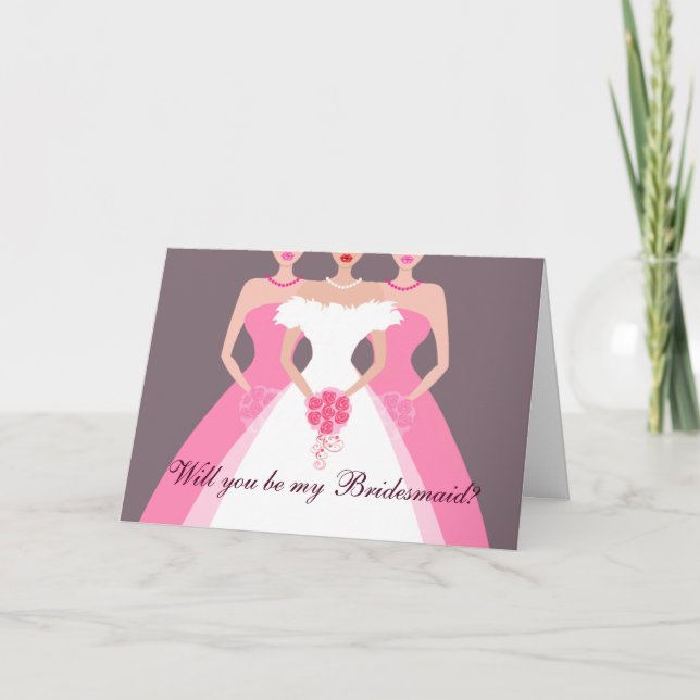 Will you be my Bridesmaid? Bridal Party (pink) Invitation (Front)
