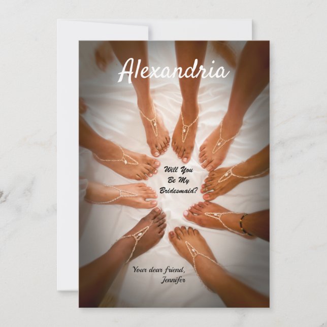 Will You Be My Bridesmaid? Bride Beach Personalize Card (Front)